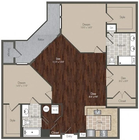 Floorplan C3_DE Magnolia at Prairie Crossing, Farmers Branch, TX 75244